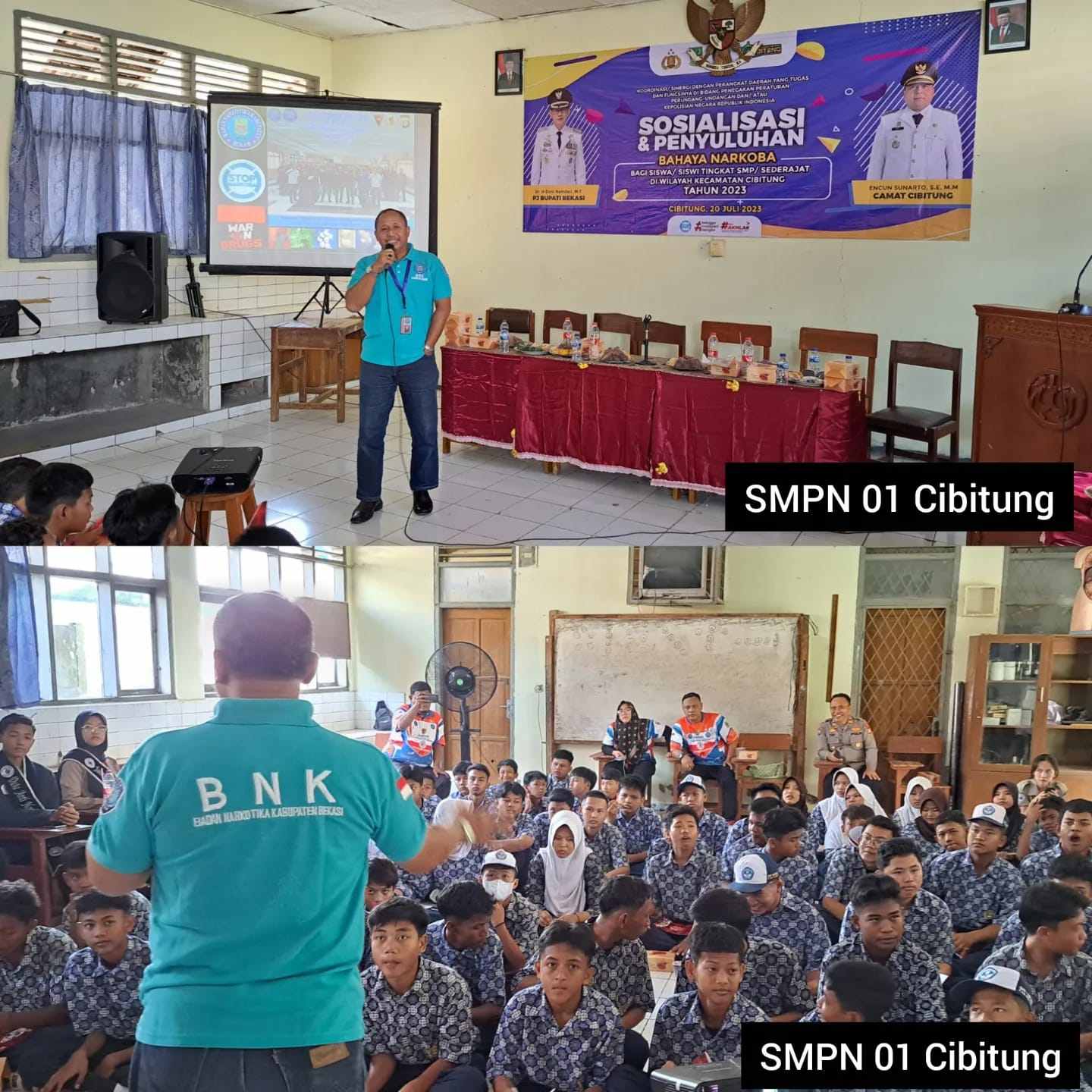 Sosialisasi Tim Pecegahan BNK memberikan materi kepada para pelajar